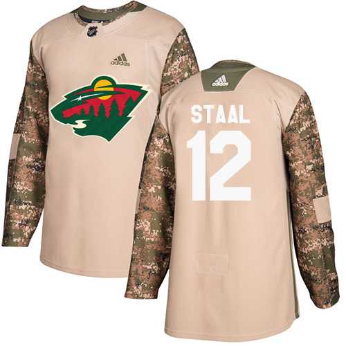 Men's Adidas Minnesota Wild #12 Eric Staal Camo Authentic 2017 Veterans Day Stitched NHL Jersey