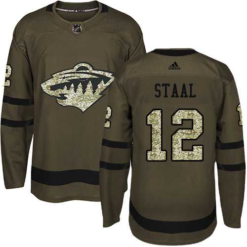 Men's Adidas Minnesota Wild #12 Eric Staal Green Salute to Service Stitched NHL Jersey