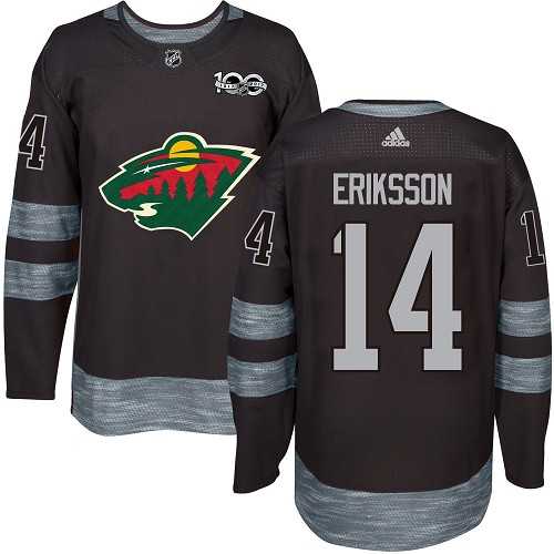 Men's Adidas Minnesota Wild #14 Joel Eriksson Ek Black 1917-2017 100th Anniversary Stitched NHL Jersey