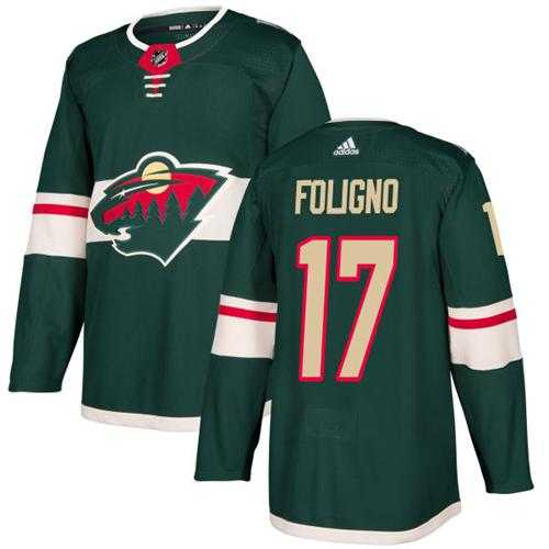 Men's Adidas Minnesota Wild #17 Marcus Foligno Green Home Authentic Stitched NHL Jersey