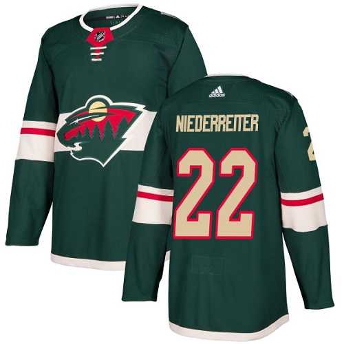 Men's Adidas Minnesota Wild #22 Nino Niederreiter Green Home Authentic Stitched NHL Jersey