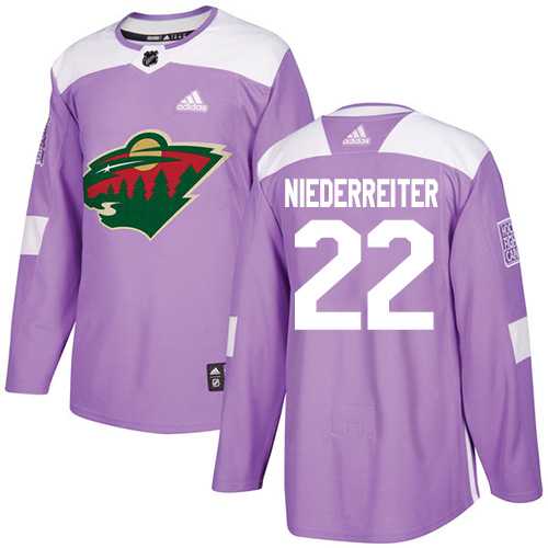 Men's Adidas Minnesota Wild #22 Nino Niederreiter Purple Authentic Fights Cancer Stitched NHL