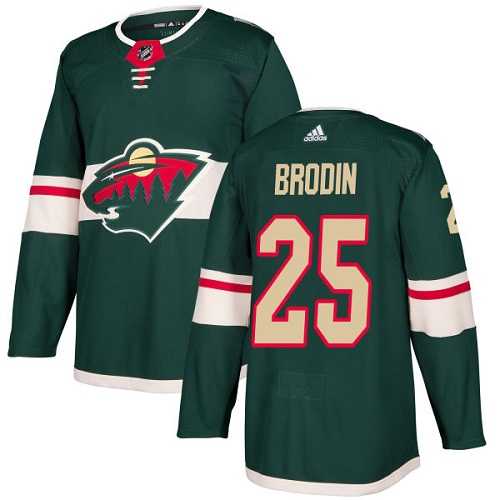 Men's Adidas Minnesota Wild #25 Jonas Brodin Green Home Authentic Stitched NHL Jersey