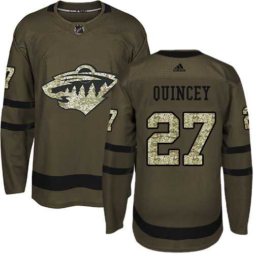 Men's Adidas Minnesota Wild #27 Kyle Quincey Green Salute to Service Stitched NHL Jersey