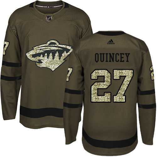 Men's Adidas Minnesota Wild #27 Kyle Quincey Green Salute to Service Stitched NHL Jersey Men's Adidas Minnesota Wild #27 Kyle Quincey Green Salute to Service Stitched NHL Jersey