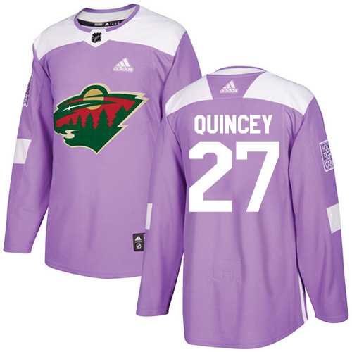 Men's Adidas Minnesota Wild #27 Kyle Quincey Purple Authentic Fights Cancer Stitched NHL