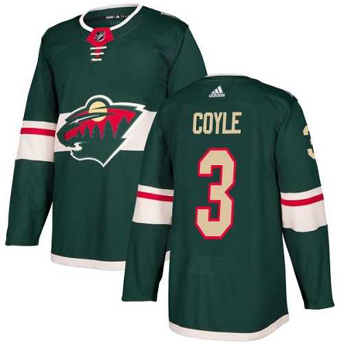 Men's Adidas Minnesota Wild #3 Charlie Coyle Green Home Authentic Stitched NHL Jersey