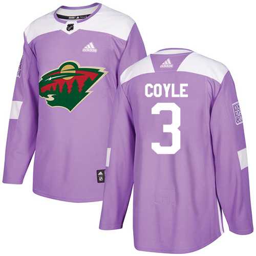 Men's Adidas Minnesota Wild #3 Charlie Coyle Purple Authentic Fights Cancer Stitched NHL