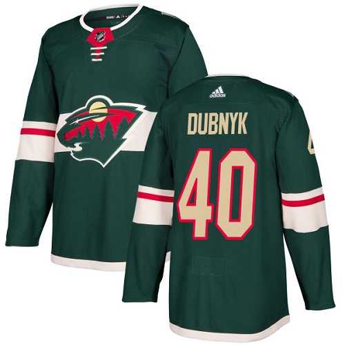 Men's Adidas Minnesota Wild #40 Devan Dubnyk Green Home Authentic Stitched NHL Jersey