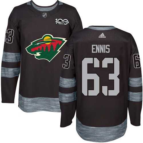 Men's Adidas Minnesota Wild #63 Tyler Ennis Black 1917-2017 100th Anniversary Stitched NHL Jersey