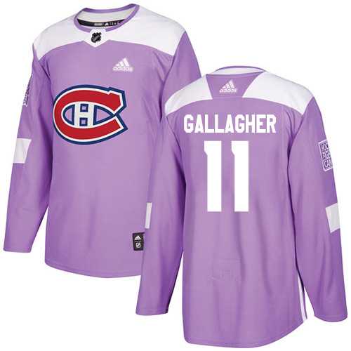 Men's Adidas Montreal Canadiens #11 Brendan Gallagher Purple Authentic Fights Cancer Stitched NHL