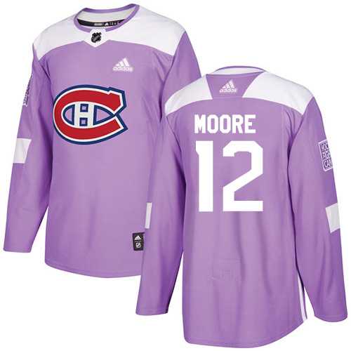 Men's Adidas Montreal Canadiens #12 Dickie Moore Purple Authentic Fights Cancer Stitched NHL