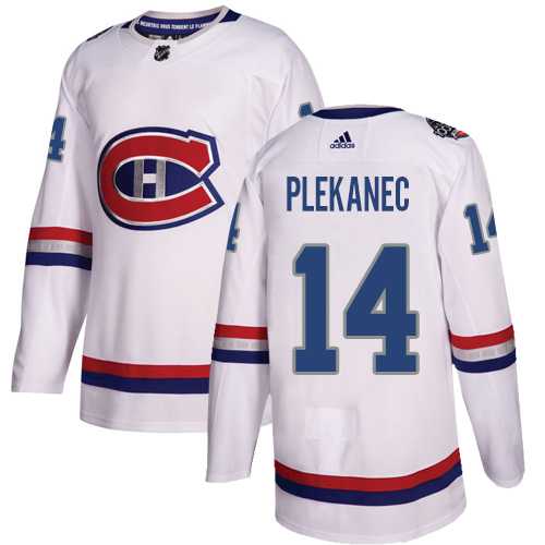 Men's Adidas Montreal Canadiens #14 Tomas Plekanec White Authentic 2017 100 Classic Stitched NHL Jersey