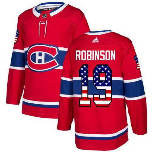Men's Adidas Montreal Canadiens #19 Larry Robinson Red Home Authentic USA Flag Stitched NHL Jersey