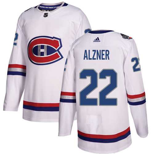 Men's Adidas Montreal Canadiens #22 Karl Alzner White Authentic 2017 100 Classic Stitched NHL Jersey
