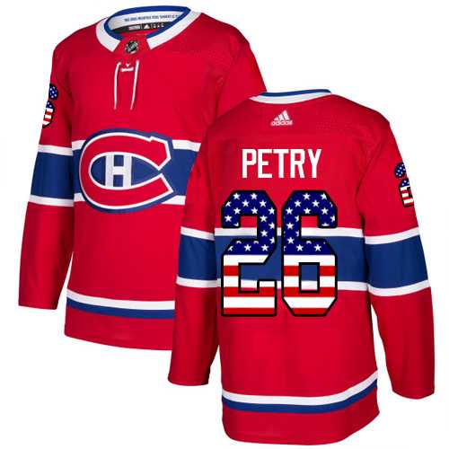Men's Adidas Montreal Canadiens #26 Jeff Petry Red Home Authentic USA Flag Stitched NHL Jersey