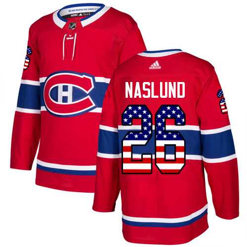 Men's Adidas Montreal Canadiens #26 Mats Naslund Red Home Authentic USA Flag Stitched NHL Jersey