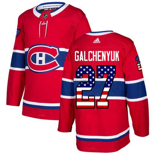 Men's Adidas Montreal Canadiens #27 Alex Galchenyuk Red Home Authentic USA Flag Stitched NHL Jersey