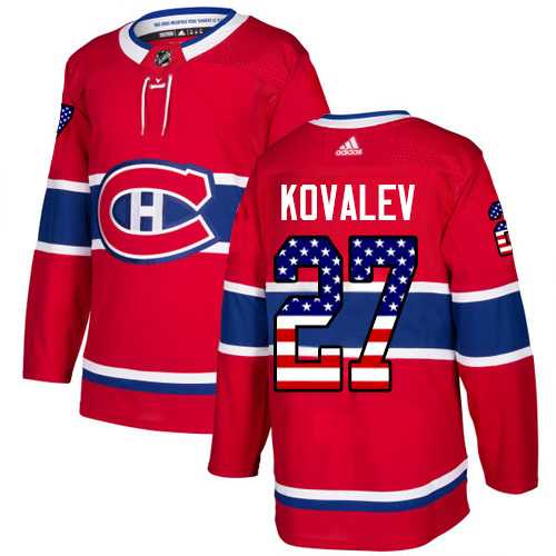 Men's Adidas Montreal Canadiens #27 Alexei Kovalev Red Home Authentic USA Flag Stitched NHL Jersey
