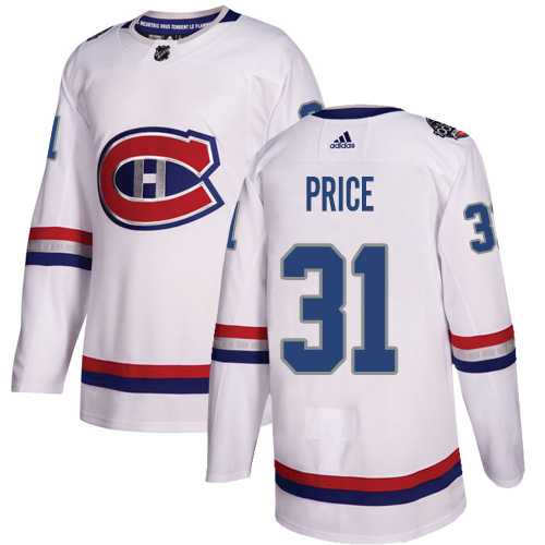 Men's Adidas Montreal Canadiens #31 Carey Price White Authentic 2017 100 Classic Stitched NHL Jersey