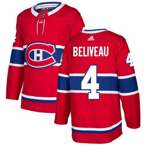 Men's Adidas Montreal Canadiens #4 Jean Beliveau Red Home Authentic Stitched NHL Jersey