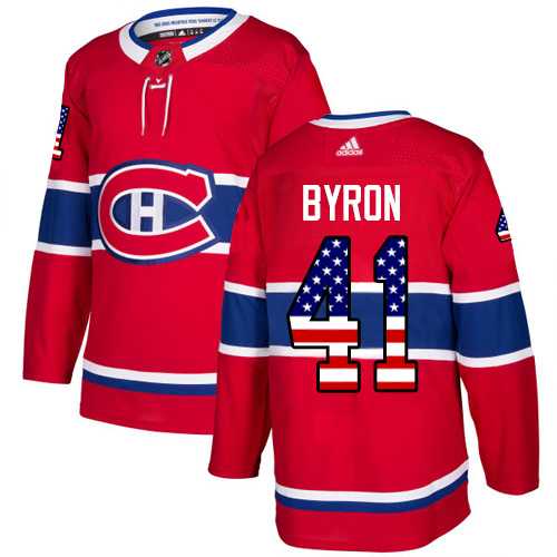 Men's Adidas Montreal Canadiens #41 Paul Byron Red Home Authentic USA Flag Stitched NHL Jersey