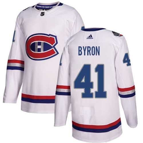 Men's Adidas Montreal Canadiens #41 Paul Byron White Authentic 2017 100 Classic Stitched NHL Jersey