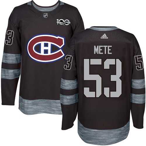 Men's Adidas Montreal Canadiens #53 Victor Mete Black 1917-2017 100th Anniversary Stitched NHL Jersey