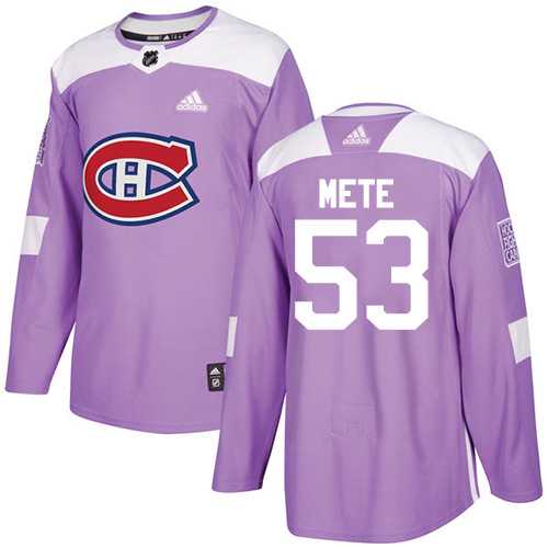 Men's Adidas Montreal Canadiens #53 Victor Mete Purple Authentic Fights Cancer Stitched NHL