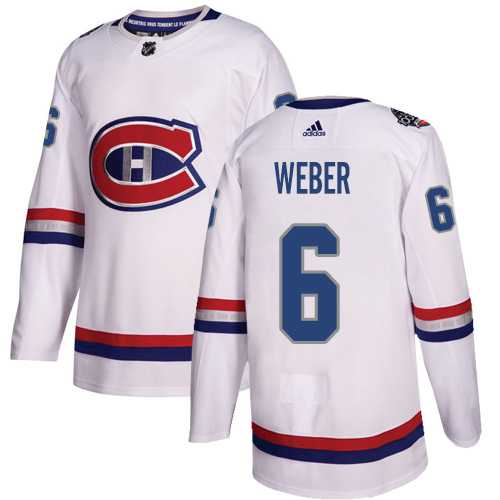 Men's Adidas Montreal Canadiens #6 Shea Weber White Authentic 2017 100 Classic Stitched NHL Jersey