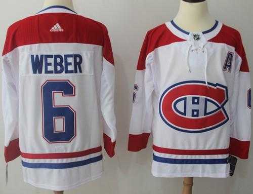 Men's Adidas Montreal Canadiens #6 Shea Weber White Road Authentic Stitched NHL Jersey