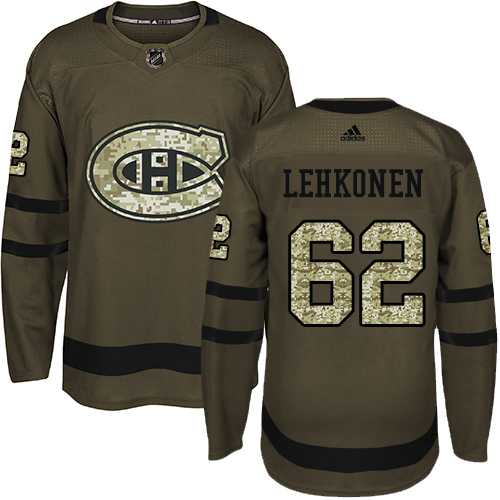 Men's Adidas Montreal Canadiens #62 Artturi Lehkonen Green Salute to Service Stitched NHL Jersey
