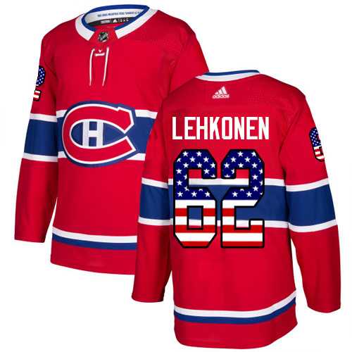 Men's Adidas Montreal Canadiens #62 Artturi Lehkonen Red Home Authentic USA Flag Stitched NHL Jersey