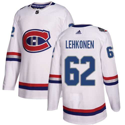Men's Adidas Montreal Canadiens #62 Artturi Lehkonen White Authentic 2017 100 Classic Stitched NHL Jersey