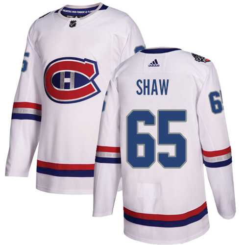 Men's Adidas Montreal Canadiens #65 Andrew Shaw White Authentic 2017 100 Classic Stitched NHL Jersey