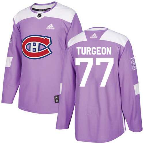 Men's Adidas Montreal Canadiens #77 Pierre Turgeon Purple Authentic Fights Cancer Stitched NHL
