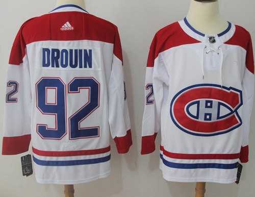Men's Adidas Montreal Canadiens #92 Jonathan Drouin White Road Authentic Stitched NHL Jersey