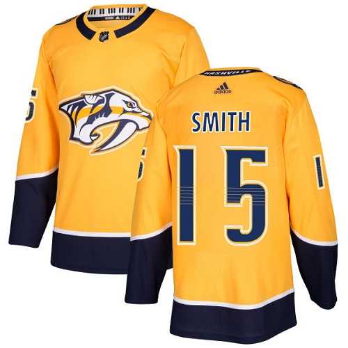Men's Adidas Nashville Predators #15 Craig Smith Yellow Home Authentic Stitched NHL Jersey