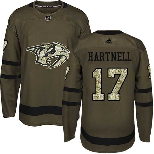 Men's Adidas Nashville Predators #17 Scott Hartnell Green Salute to Service Stitched NHL