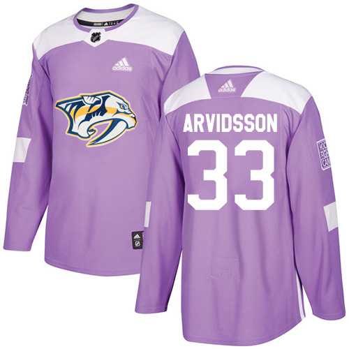 Men's Adidas Nashville Predators #33 Viktor Arvidsson Purple Authentic Fights Cancer Stitched NHL