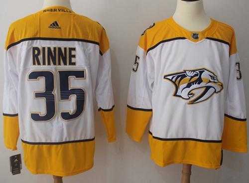 Men's Adidas Nashville Predators #35 Pekka Rinne White Road Authentic Stitched NHL Jersey Men's Adidas Nashville Predators #35 Pekka Rinne White Road Authentic Stitched NHL Jersey