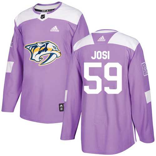 Men's Adidas Nashville Predators #59 Roman Josi Purple Authentic Fights Cancer Stitched NHL