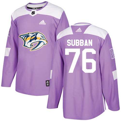Men's Adidas Nashville Predators #76 P.K Subban Purple Authentic Fights Cancer Stitched NHL