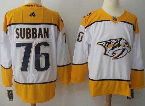 Men's Adidas Nashville Predators #76 P.K Subban White Road Authentic Stitched NHL Jersey