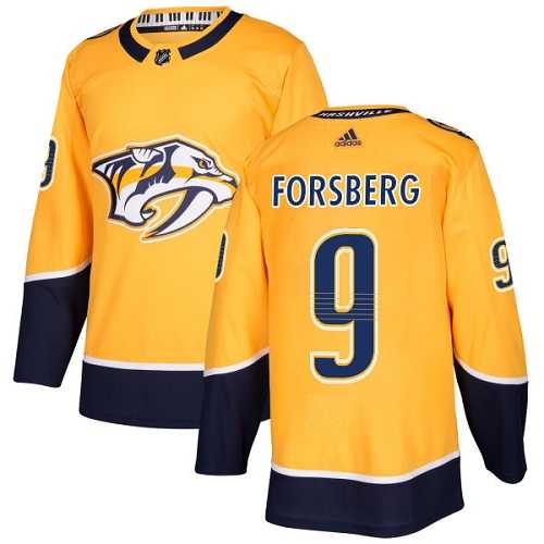 Men's Adidas Nashville Predators #9 Filip Forsberg Yellow Home Authentic Stitched NHL Jersey