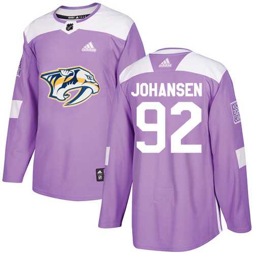 Men's Adidas Nashville Predators #92 Ryan Johansen Purple Authentic Fights Cancer Stitched NHL