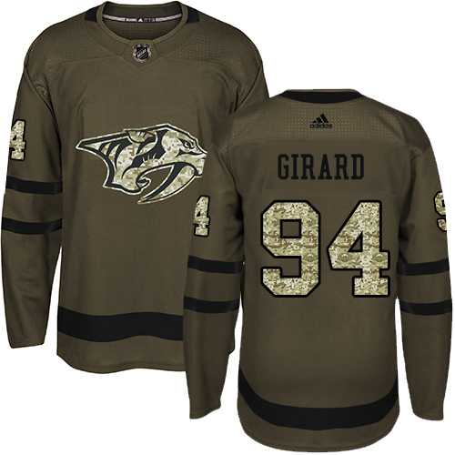 Men's Adidas Nashville Predators #94 Samuel Girard Green Salute to Service Stitched NHL
