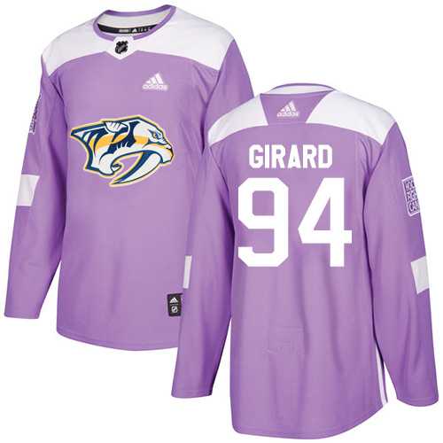 Men's Adidas Nashville Predators #94 Samuel Girard Purple Authentic Fights Cancer Stitched NHL