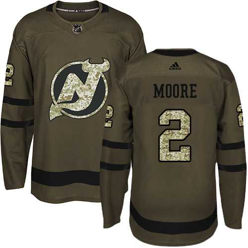 Men's Adidas New Jersey Devils #2 John Moore Green Salute to Service Stitched NHL Jersey
