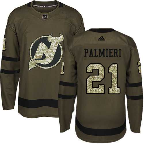 Men's Adidas New Jersey Devils #21 Kyle Palmieri Green Salute to Service Stitched NHL Jersey